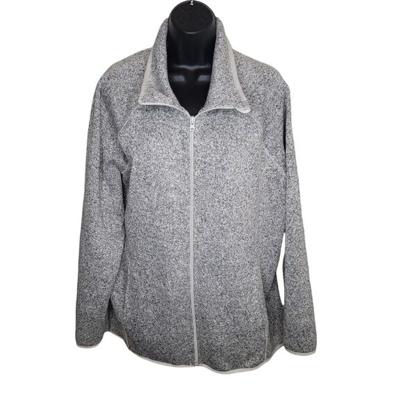 Eddie Bauer gray heathered fleece lined full zip jacket size 2xl - Picture 1 of 8